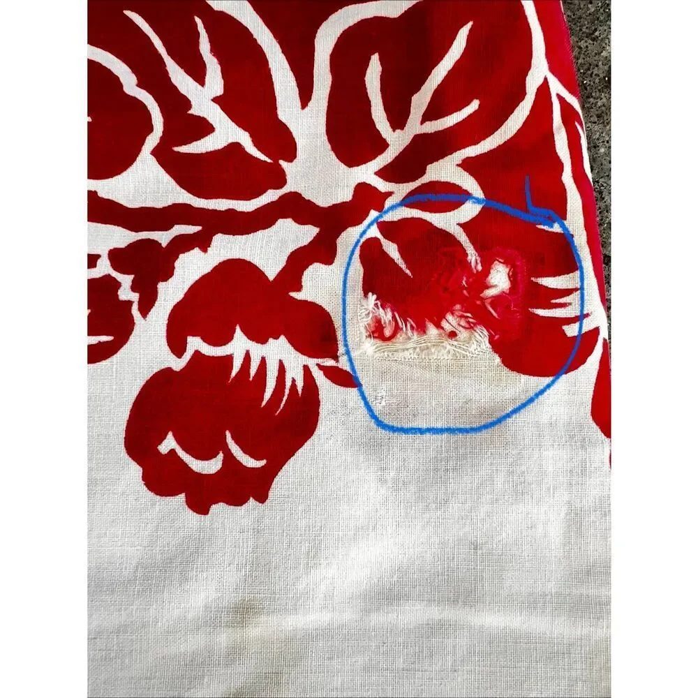 Vintage Springmaid Red and White Flowered Tablecloth See Details